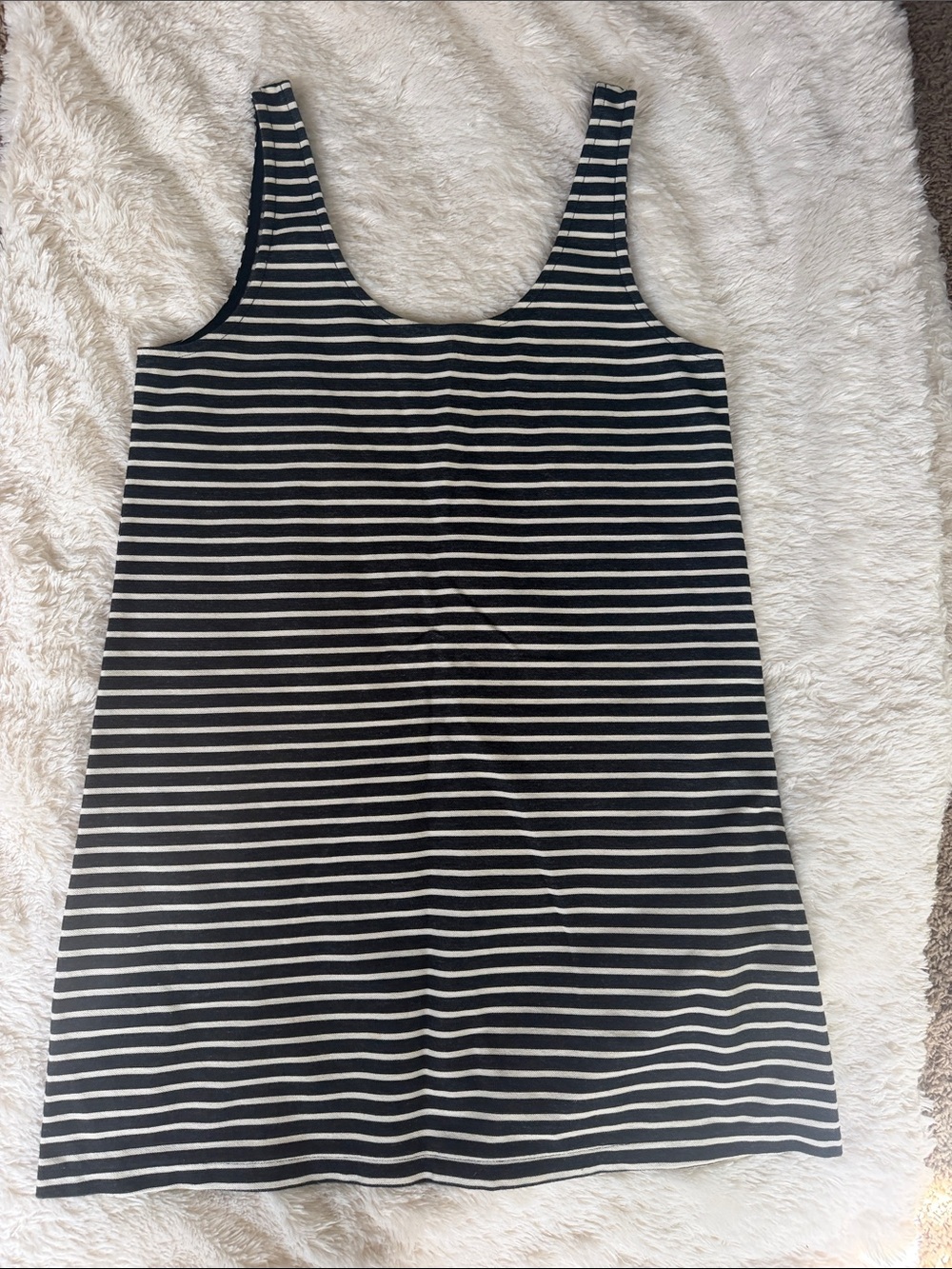 Madewell Black & White Striped Scoop Tank Mini Dress